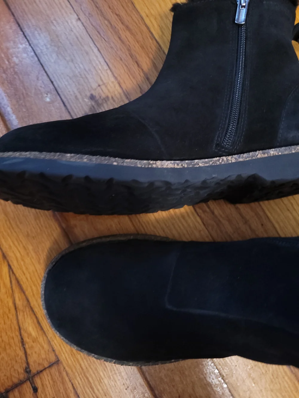 Birkenstock Unisex Black Suede Shearling-Lined Zip Ankle Booties